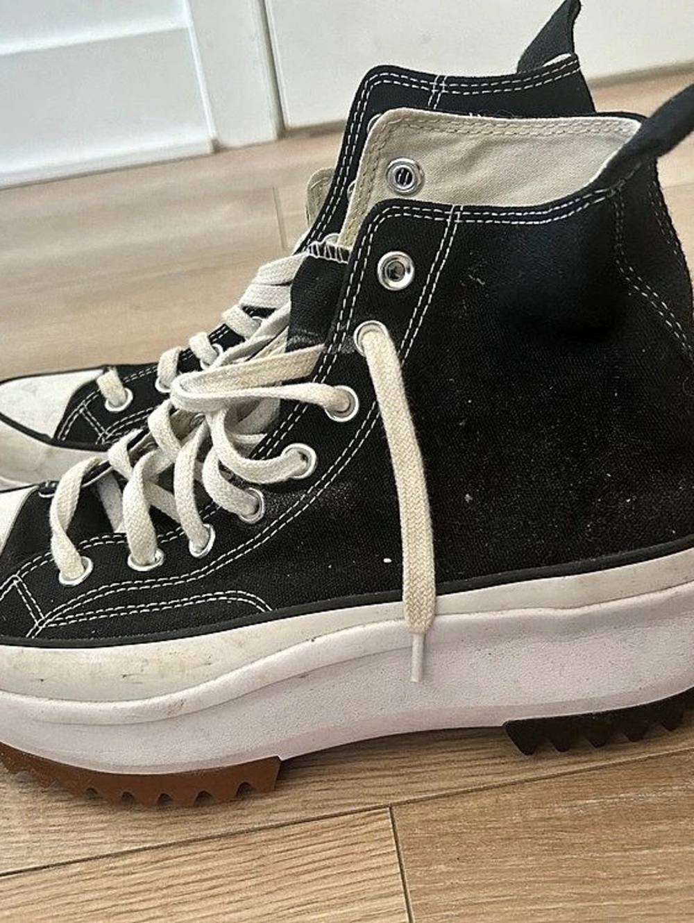 Converse Run Star Hike High Top Platform Sneakers in Black & White